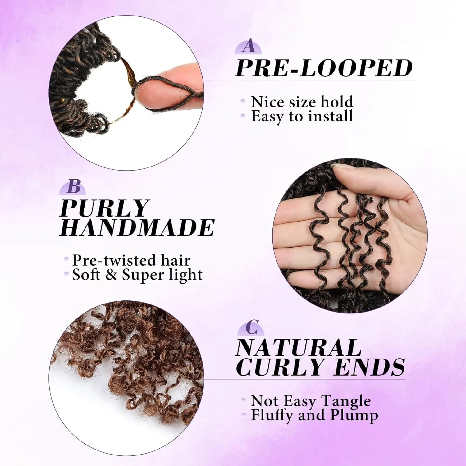 Yanky Twist Crochet Hair for black women 14 Inch 8 Packs 30 Stands/Pc,Pre-looped Fluffy Spring Mini Twist Passion Twist Ombre Brown Synthetic Crochet Braids Braiding Hair(14 Inch, T30-8P)