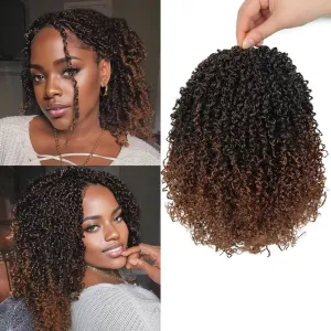 Yanky Twist Crochet Hair for black women 14 Inch 8 Packs 30 Stands/Pc,Pre-looped Fluffy Spring Mini Twist Passion Twist Ombre Brown Synthetic Crochet Braids Braiding Hair(14 Inch, T30-8P)
