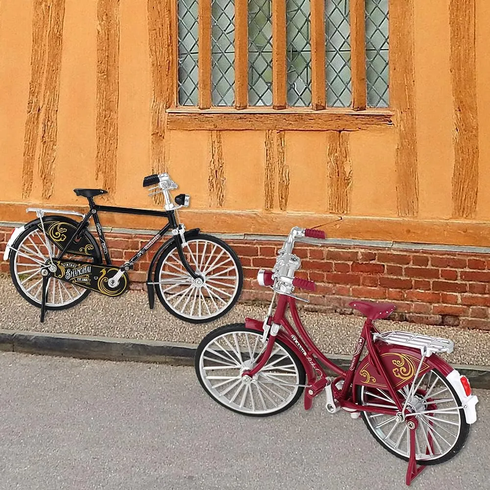 YEIBOBO ! Alloy Mini Retro Style Classical Bike Toy, Die-cast Retro Finger Bike Model for Collections (Black)
