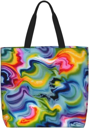 Yellow And Blue Stripes Print Tote Bag Casual Shoulder Bag Handbag Reusable Shopping Travel Bag Gifts For Women