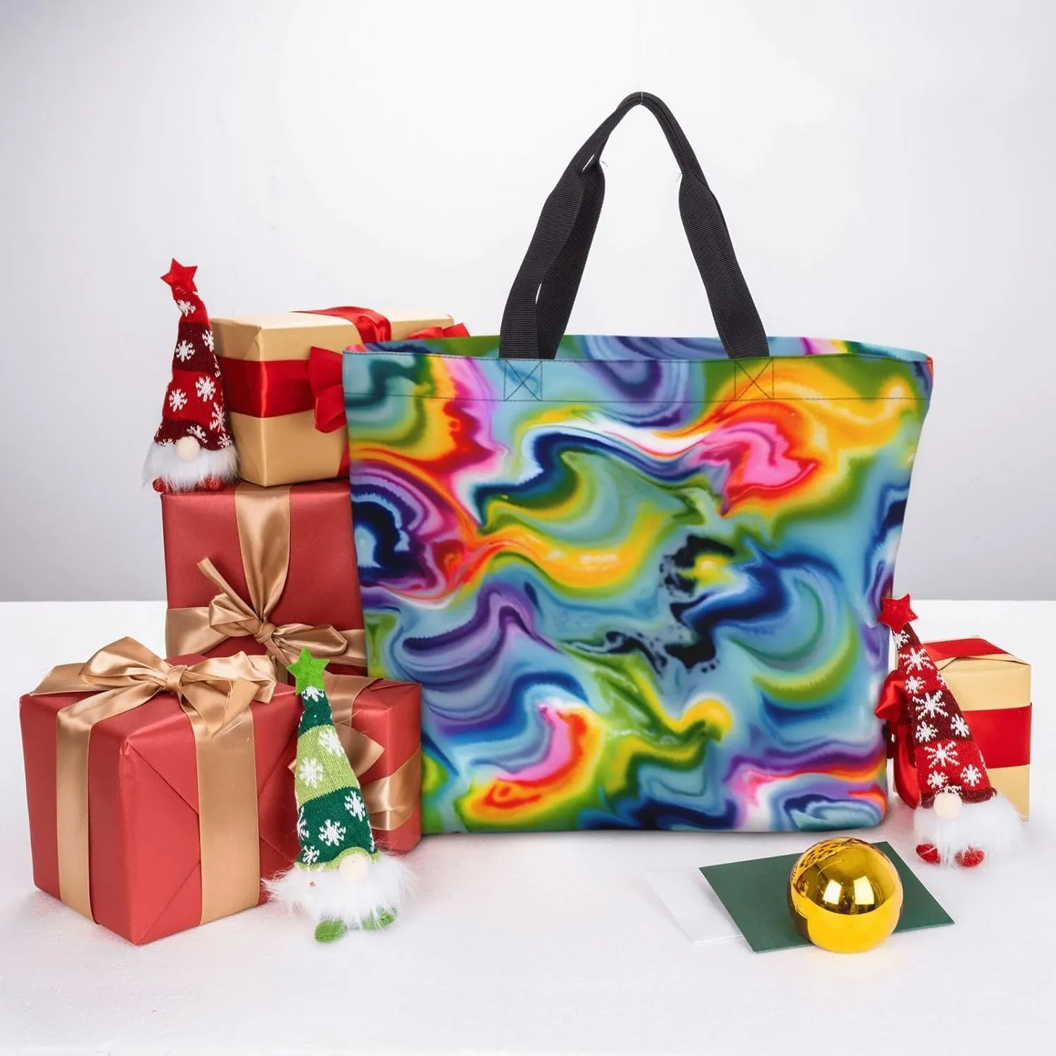Yellow And Blue Stripes Print Tote Bag Casual Shoulder Bag Handbag Reusable Shopping Travel Bag Gifts For Women