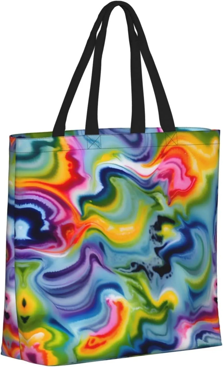 Yellow And Blue Stripes Print Tote Bag Casual Shoulder Bag Handbag Reusable Shopping Travel Bag Gifts For Women