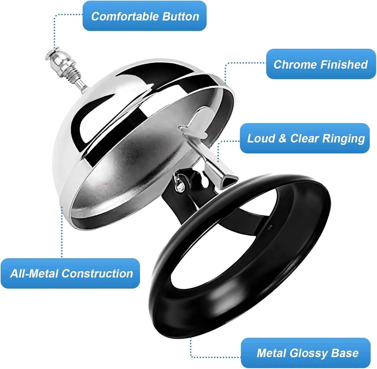 Yexiya 48 Packs Call Bell 3.35 Inch Diameter with Metal Anti-rust Construction Service Bell for Hotels, Schools, Restaurants, Reception Areas, Hospitals, Warehouses
