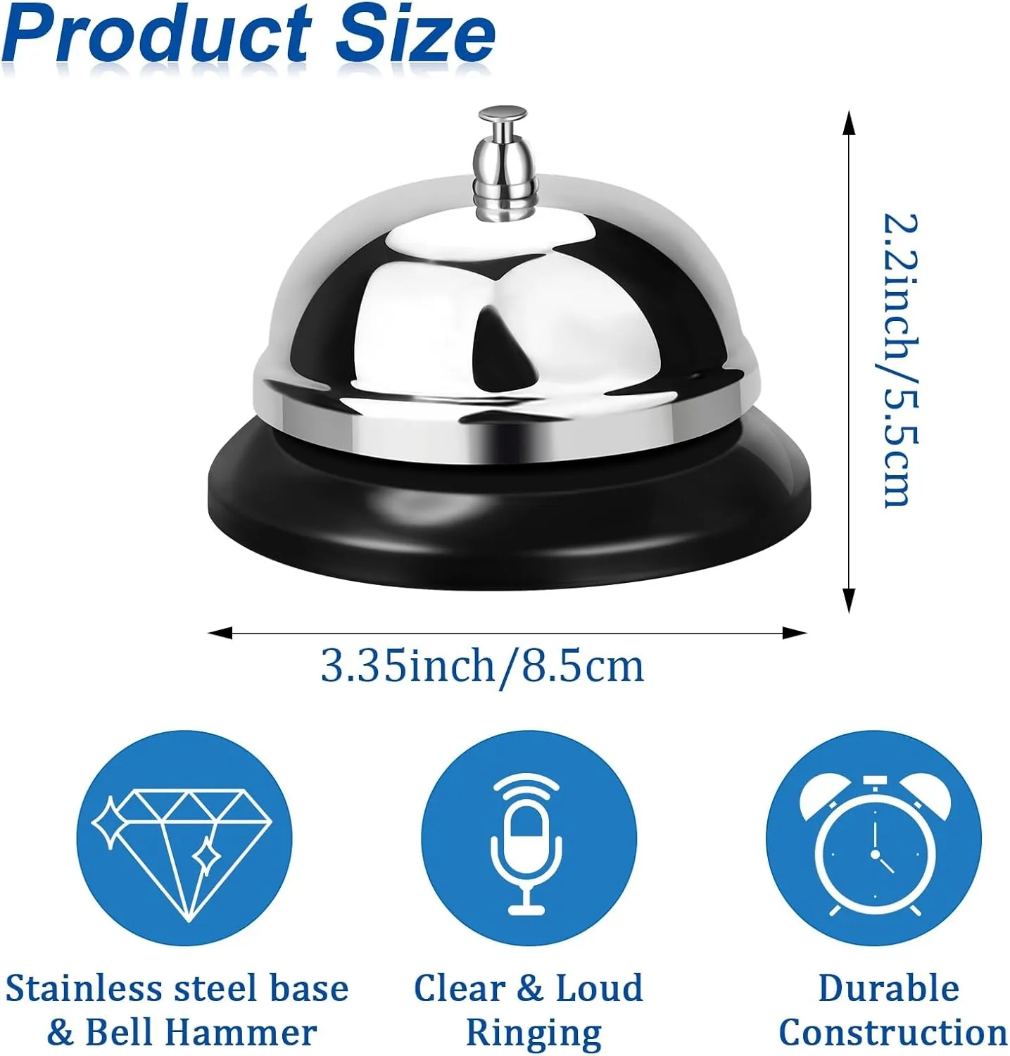 Yexiya 48 Packs Call Bell 3.35 Inch Diameter with Metal Anti-rust Construction Service Bell for Hotels, Schools, Restaurants, Reception Areas, Hospitals, Warehouses