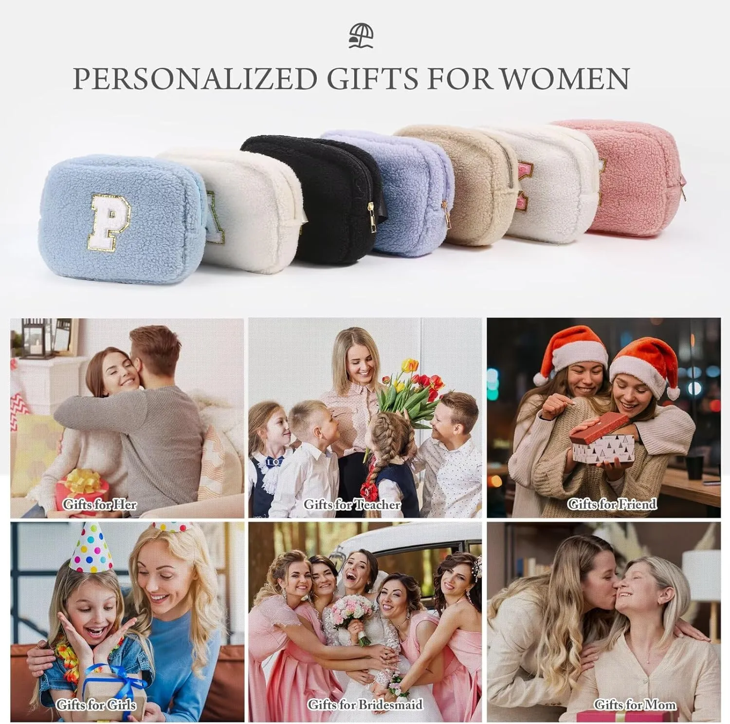 YOOLIFE Birthday Gifts for Women Daughter Sister Friends Mom Girlfriend Aunt Niece, Fleece Belt Bag Initial Fanny Pack Crossbody Bag, Pink S