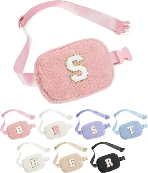 YOOLIFE Birthday Gifts for Women Daughter Sister Friends Mom Girlfriend Aunt Niece, Fleece Belt Bag Initial Fanny Pack Crossbody Bag, Pink S