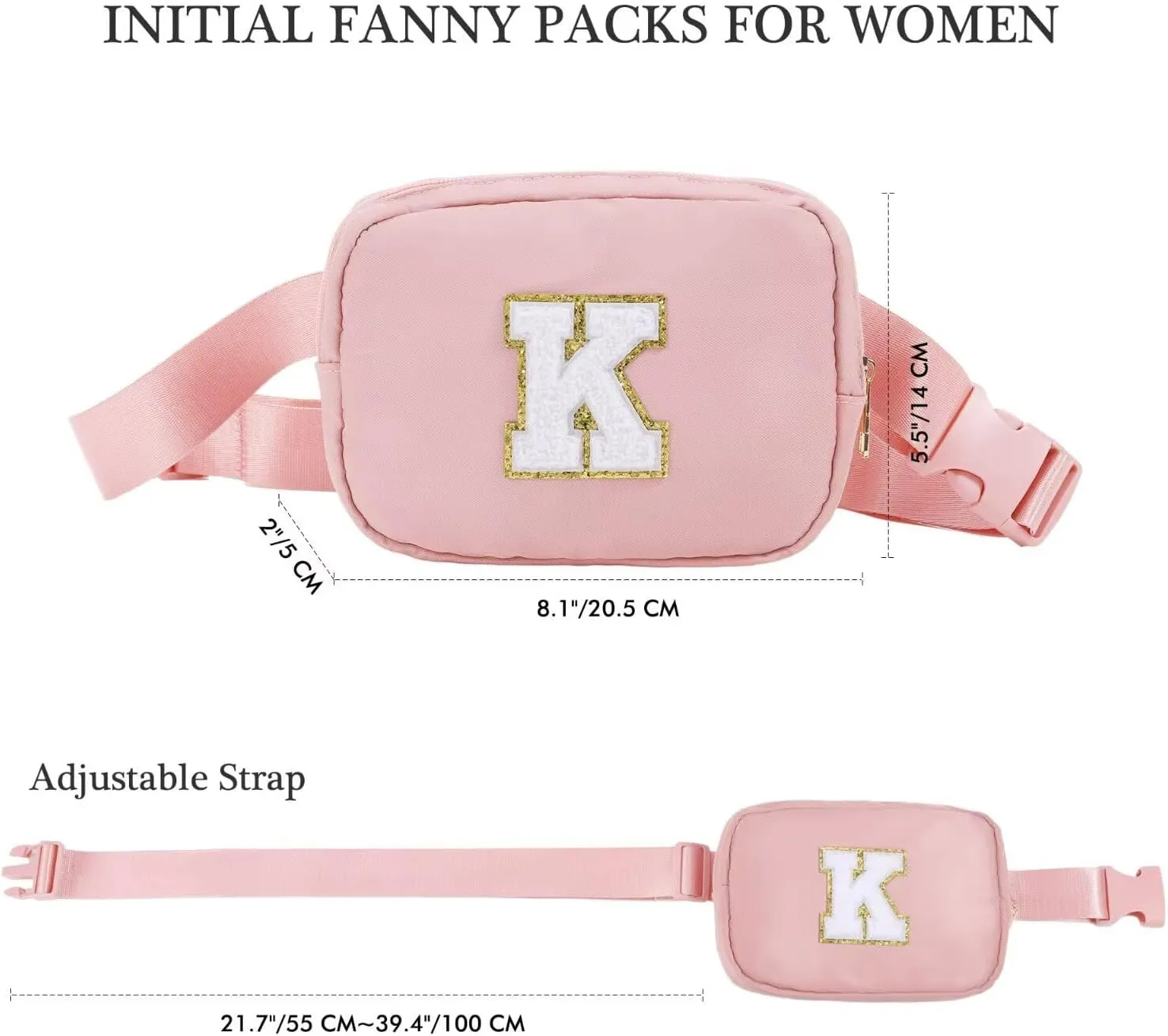 YOOLIFE Gifts for Girls - Graduation Gifts for Her Women Trendy, Mothers Day Gifts for Mom Daughter, Pink Initial Crossbody Bag Belt Bag for Women Her G