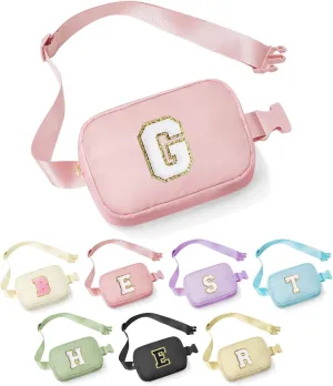 YOOLIFE Gifts for Girls - Graduation Gifts for Her Women Trendy, Mothers Day Gifts for Mom Daughter, Pink Initial Crossbody Bag Belt Bag for Women Her G