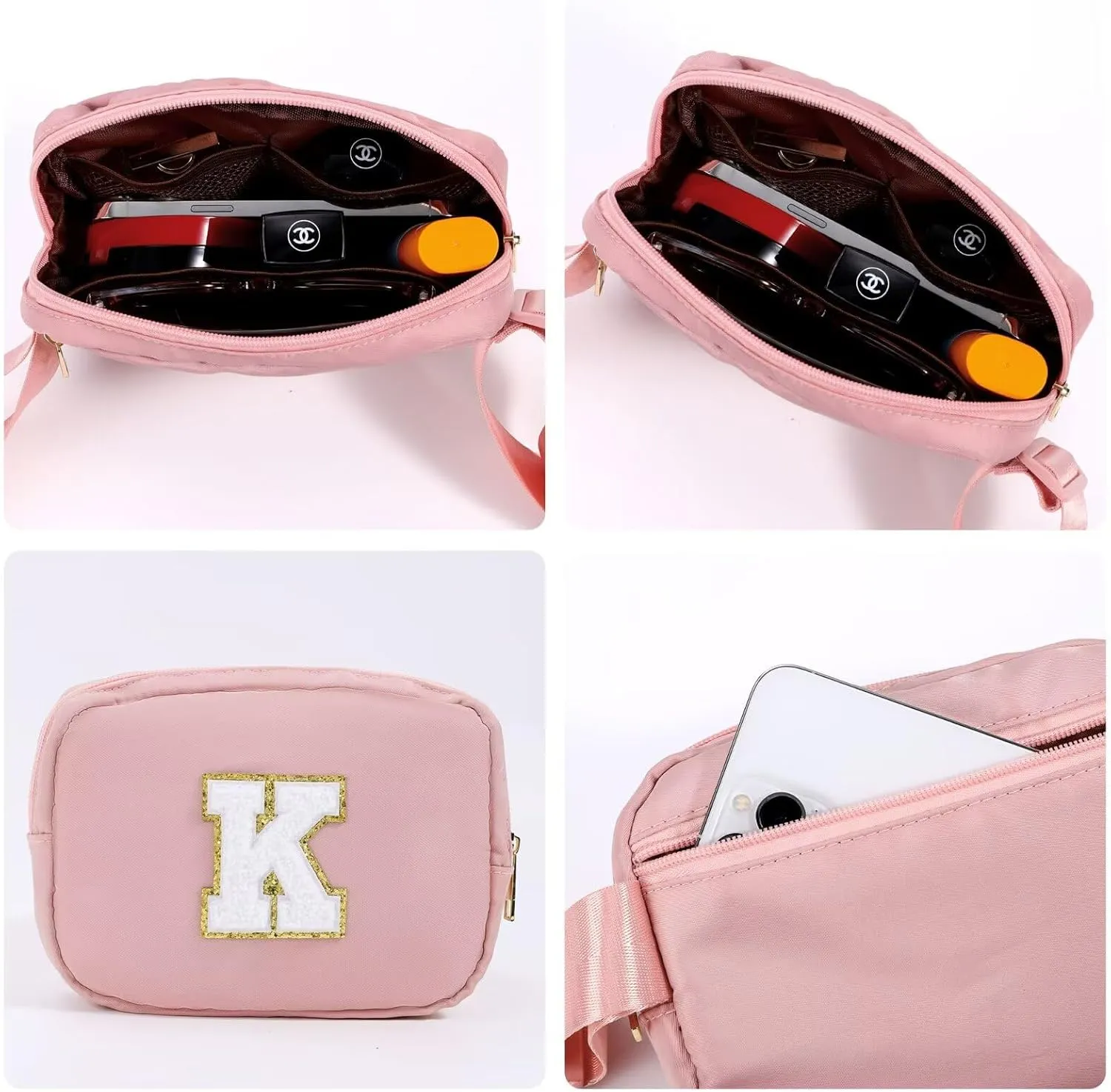 YOOLIFE Gifts for Girls - Graduation Gifts for Her Women Trendy, Mothers Day Gifts for Mom Daughter, Pink Initial Crossbody Bag Belt Bag for Women Her G