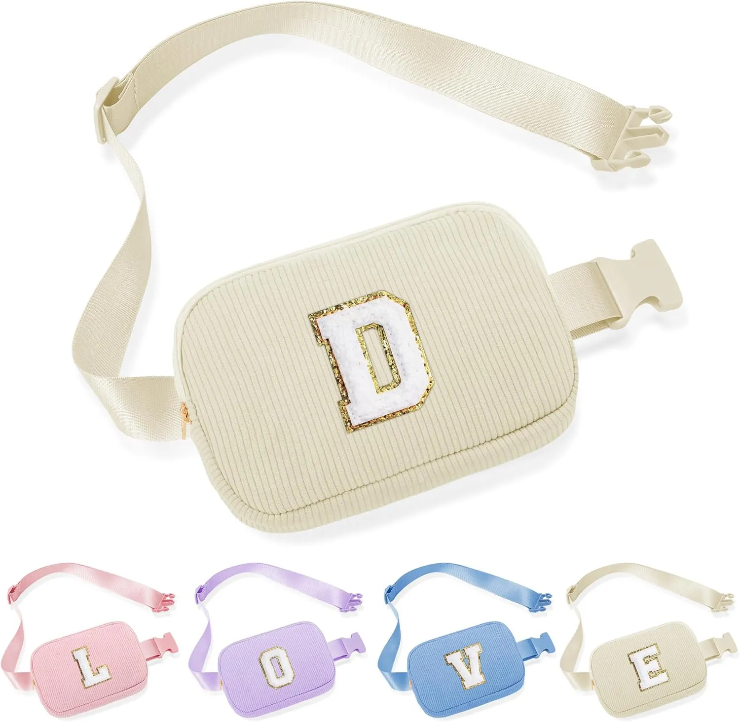 YOOLIFE Gifts for Kids, Girls Birthday Teen Girl Gift Trendy Stuff White Fanny Packs for Women Girls Kids Cross Body Bag Belt Bag Birthday Gifts for Sister Girlfriend Daughter Teens Gift (White D)