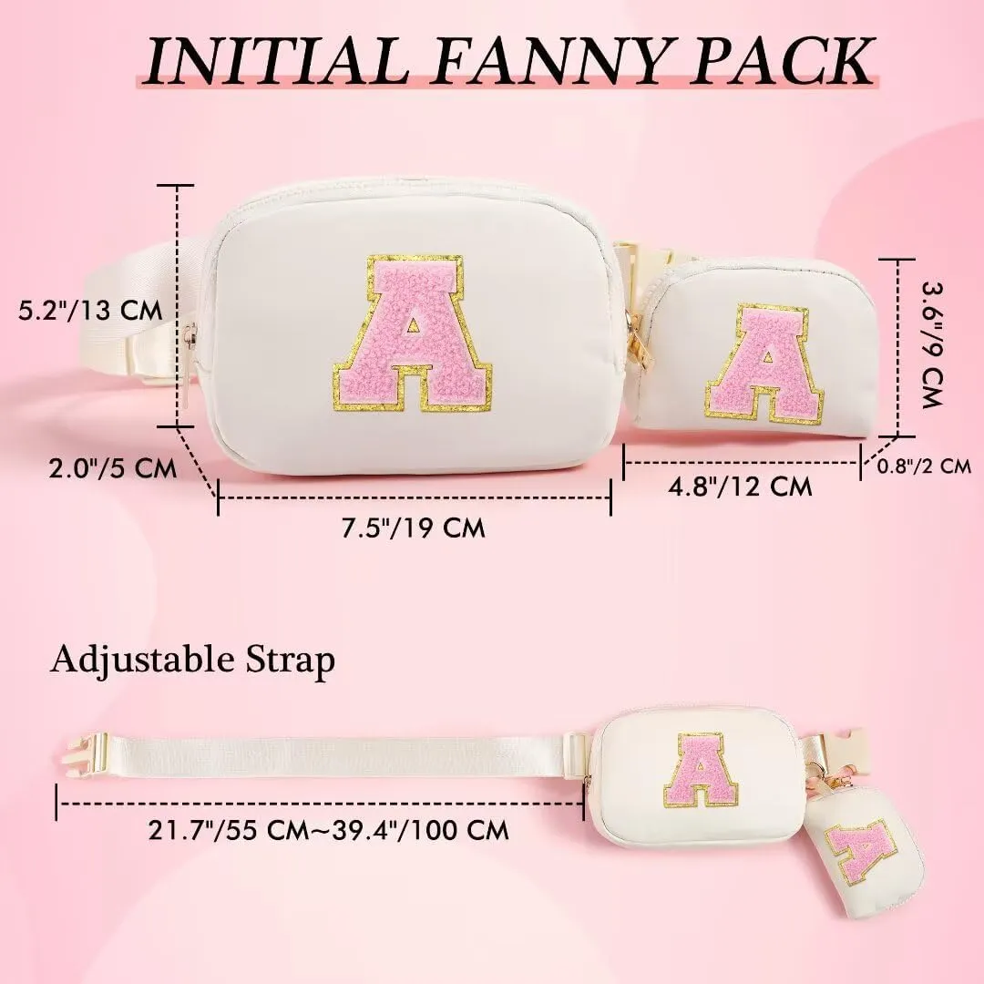 YOOLIFE Gifts for Kids Teen Girls - Personalized Birthday Gifts for Girls Women Daughter Sister Friends Mom, Initial Fanny Pack Crossbody Purse, White A