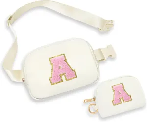 YOOLIFE Gifts for Kids Teen Girls - Personalized Birthday Gifts for Girls Women Daughter Sister Friends Mom, Initial Fanny Pack Crossbody Purse, White A