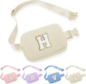 YOOLIFE Girls Gifts - Bridesmaid Proposal Gift Wedding Day, Bridal Shower Gifts, Maid of Honor Bride Gift, Bachelorette Party Decorations Favors, Initial Crossbody Bag Belt Bag (White H)