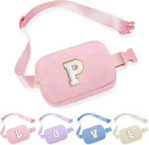 YOOLIFE Teen Girl Gifts Trendy Stuff, Belt Bag for Girls Kids, Birthday Gifts for Sister Daughter Teenage Girls Gift Monogram Small Pink Belt Bag Fanny Pack Crossbody Bags for Teens Girl Kids (Pink P)