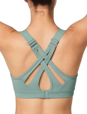 Yvette Sports Bra High Impact Adjustable Criss Cross Back, Full Support for Large Bust No Bounce