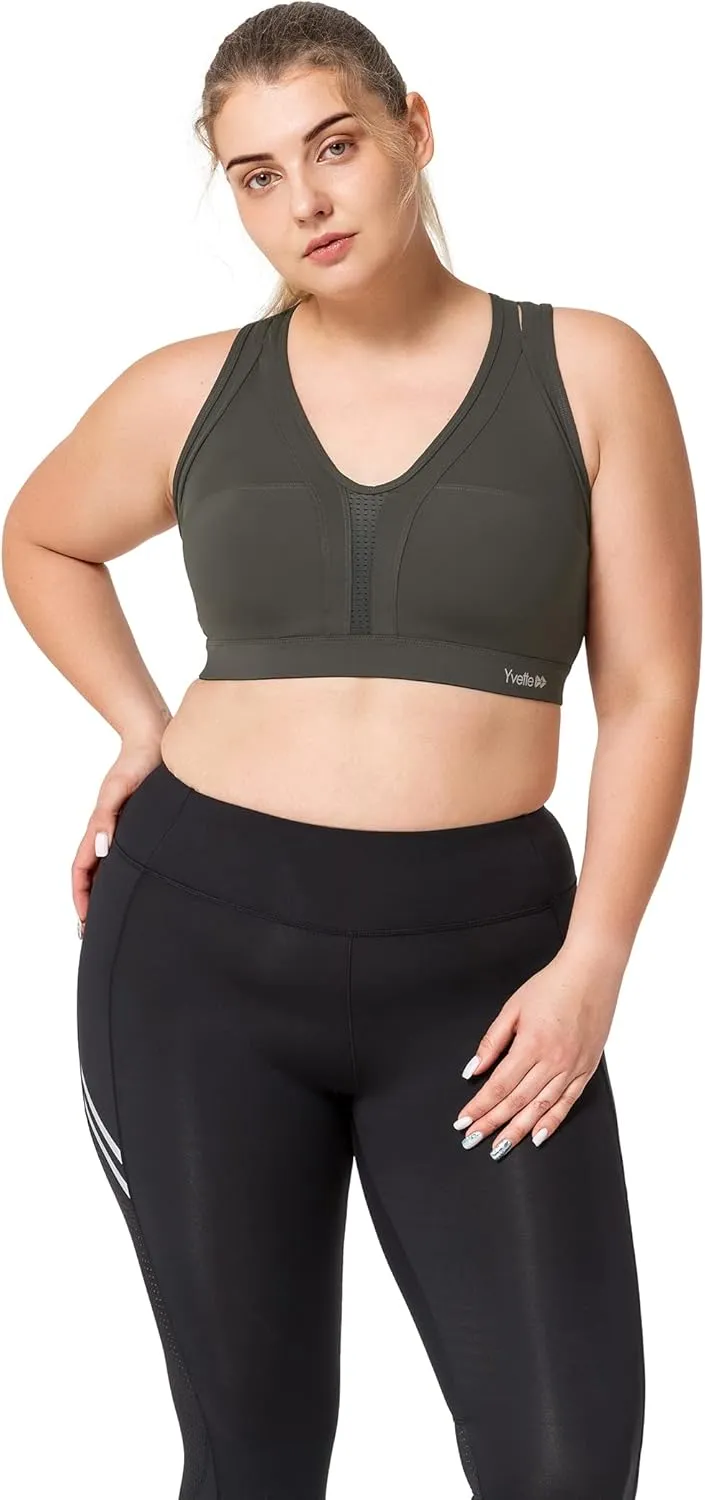 Yvette Women High Impact Sports Bras Criss Cross Back Sexy Running Bra for Plus Size