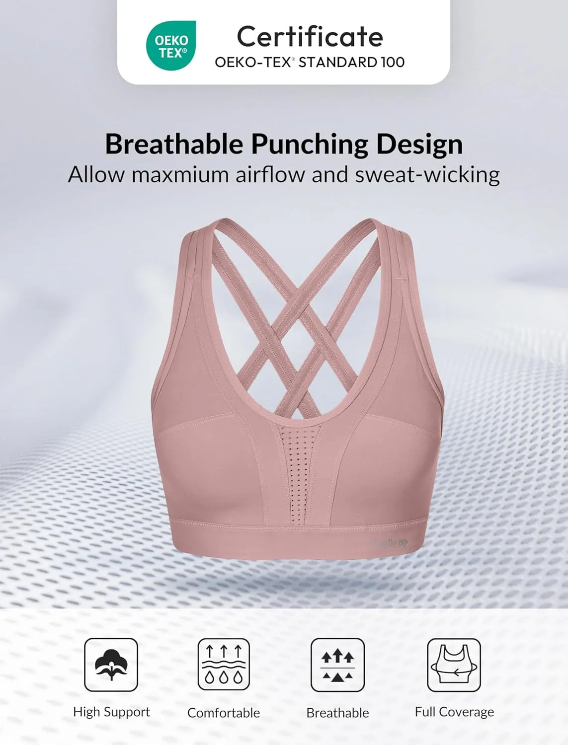 Yvette Women High Impact Sports Bras Criss Cross Back Sexy Running Bra for Plus Size