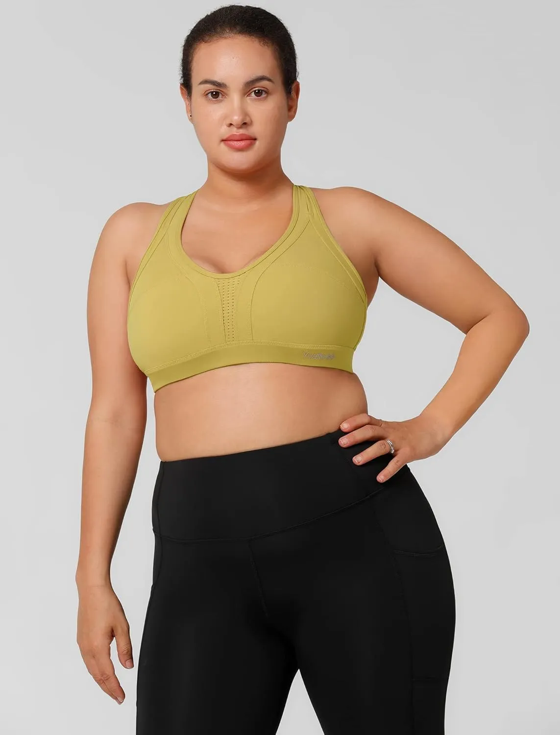 Yvette Women High Impact Sports Bras Criss Cross Back Sexy Running Bra for Plus Size