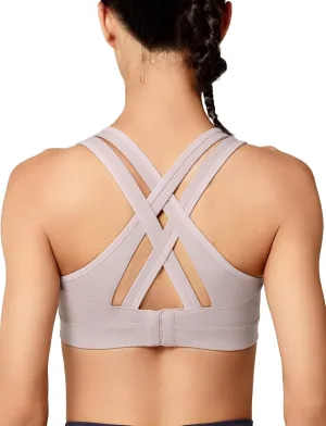 Yvette Women High Impact Sports Bras Criss Cross Back Sexy Running Bra for Plus Size