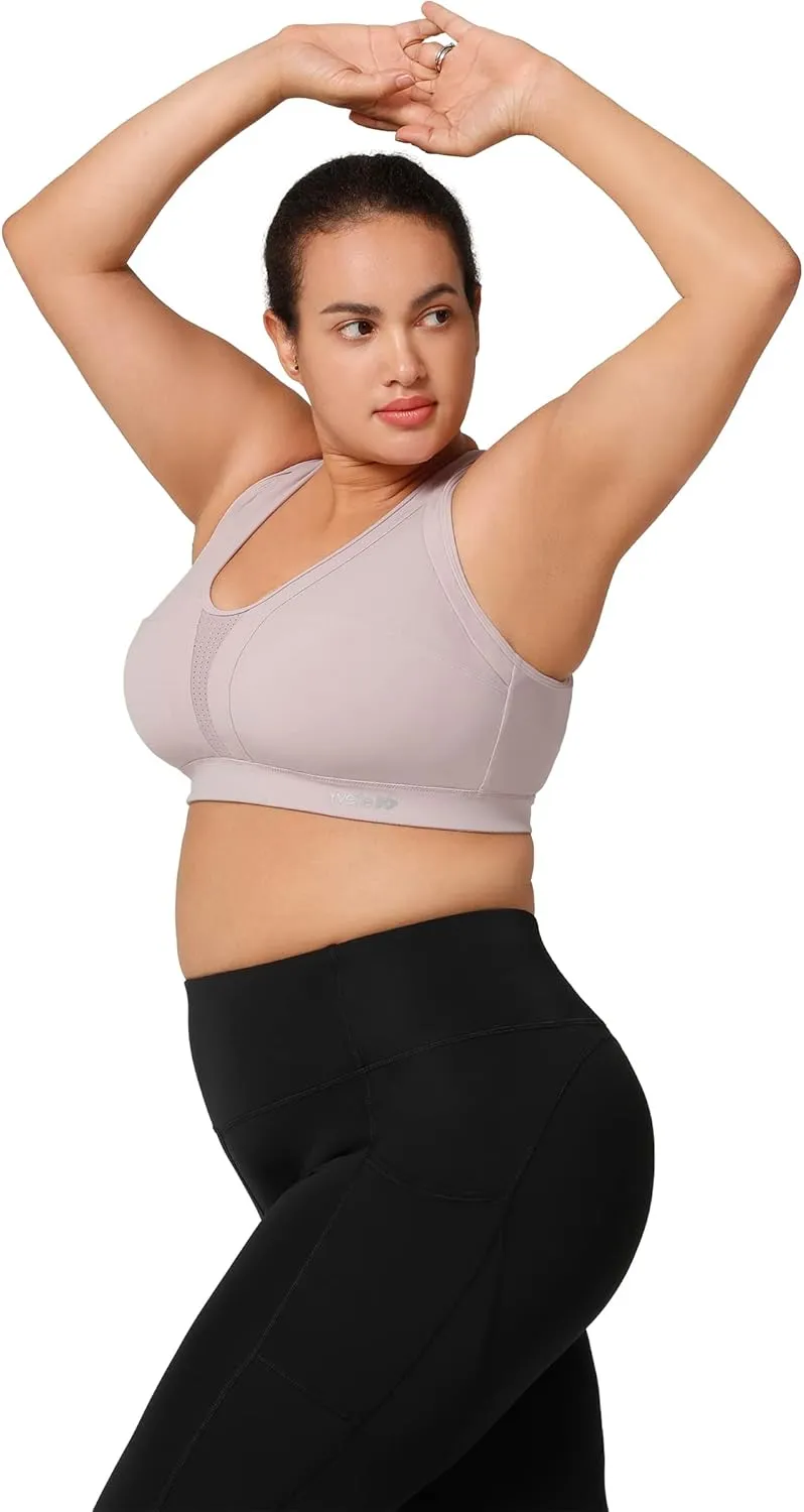 Yvette Women High Impact Sports Bras Criss Cross Back Sexy Running Bra for Plus Size