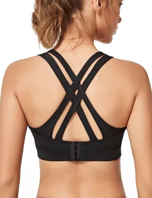 Yvette Women High Impact Sports Bras Criss Cross Back Sexy Running Bra for Plus Size