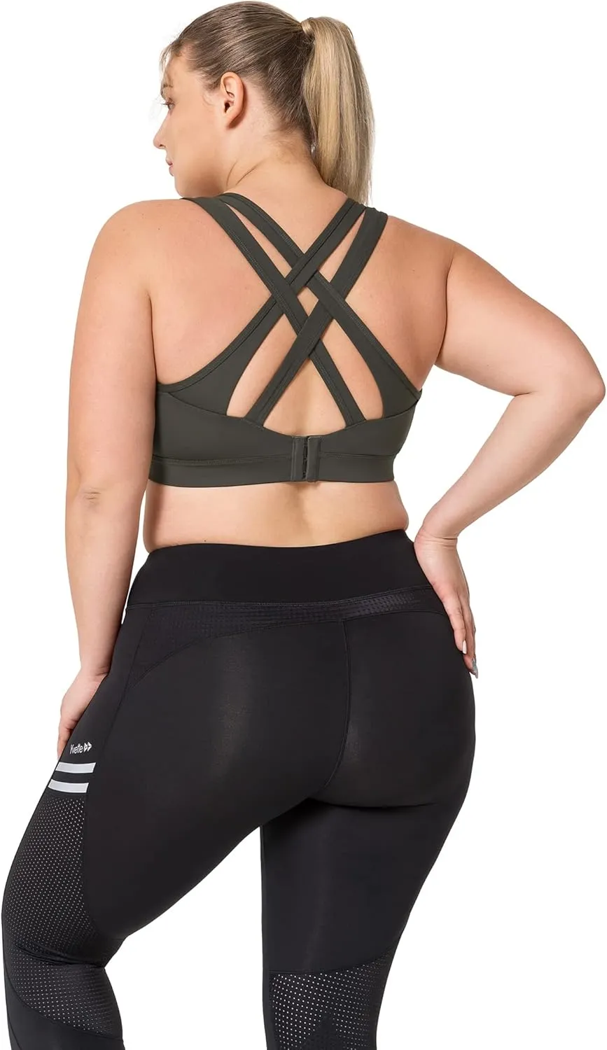 Yvette Women High Impact Sports Bras Criss Cross Back Sexy Running Bra for Plus Size