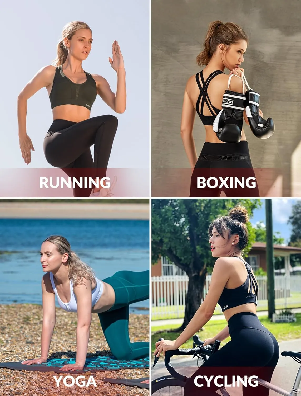 Yvette Women High Impact Sports Bras Criss Cross Back Sexy Running Bra for Plus Size