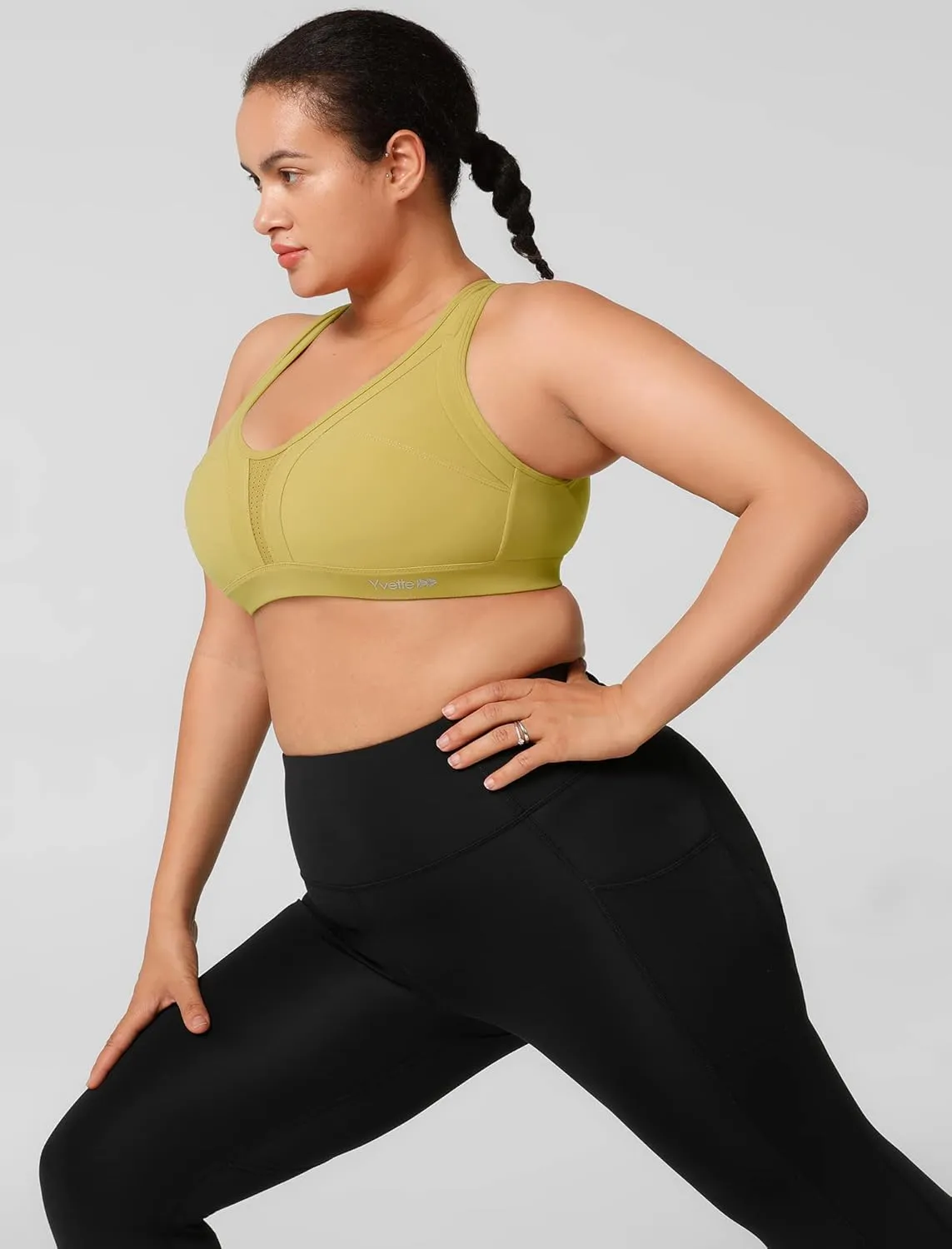 Yvette Women High Impact Sports Bras Criss Cross Back Sexy Running Bra for Plus Size