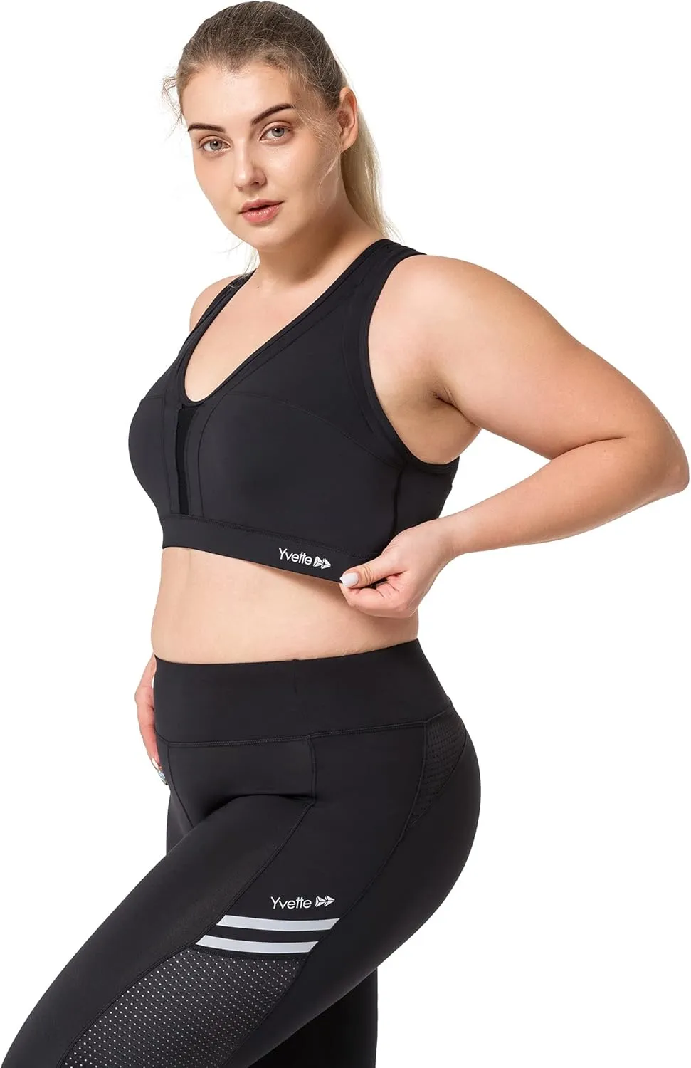 Yvette Women High Impact Sports Bras Criss Cross Back Sexy Running Bra for Plus Size