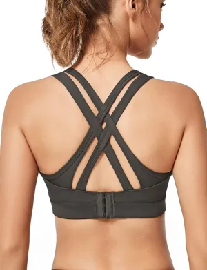 Yvette Women High Impact Sports Bras Criss Cross Back Sexy Running Bra for Plus Size