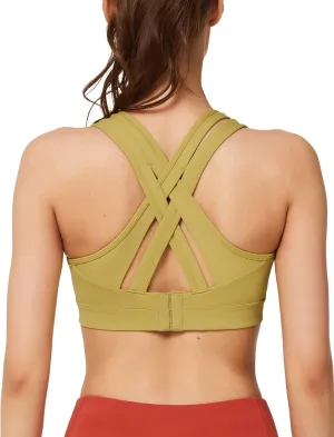 Yvette Women High Impact Sports Bras Criss Cross Back Sexy Running Bra for Plus Size
