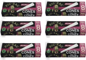 Zig-Zag 70mm Ultra Thin Pre Rolled Cones - Easy Fill & Carry - 6 Pack (8 Cones per Pack)- prerolled