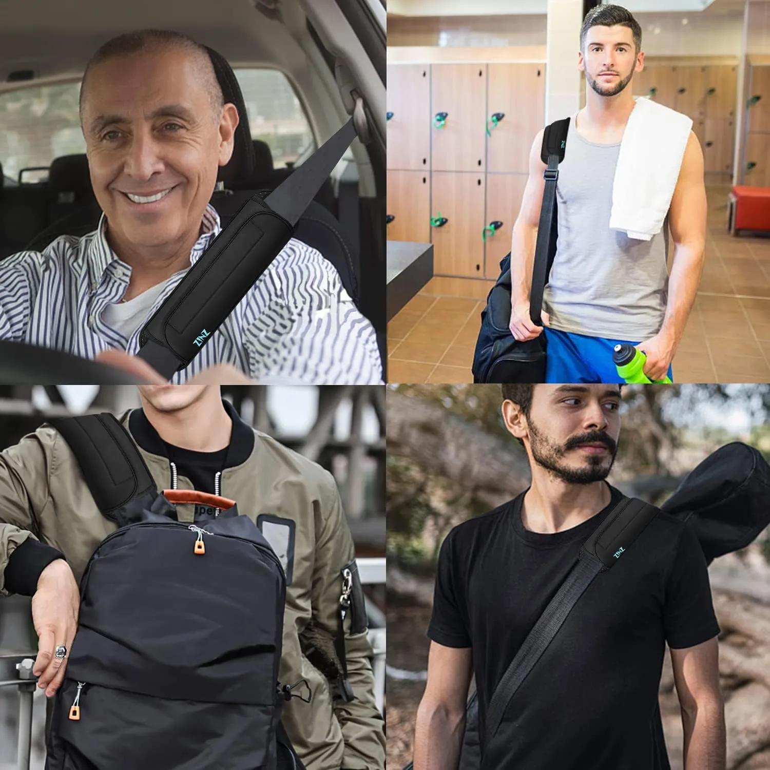 ZINZ Universal Shoulder Pad with Ultra Thick Cushion for Bag Luggage Bag Crossbody, Plus Long & Anti-Slip & Breathable,Black