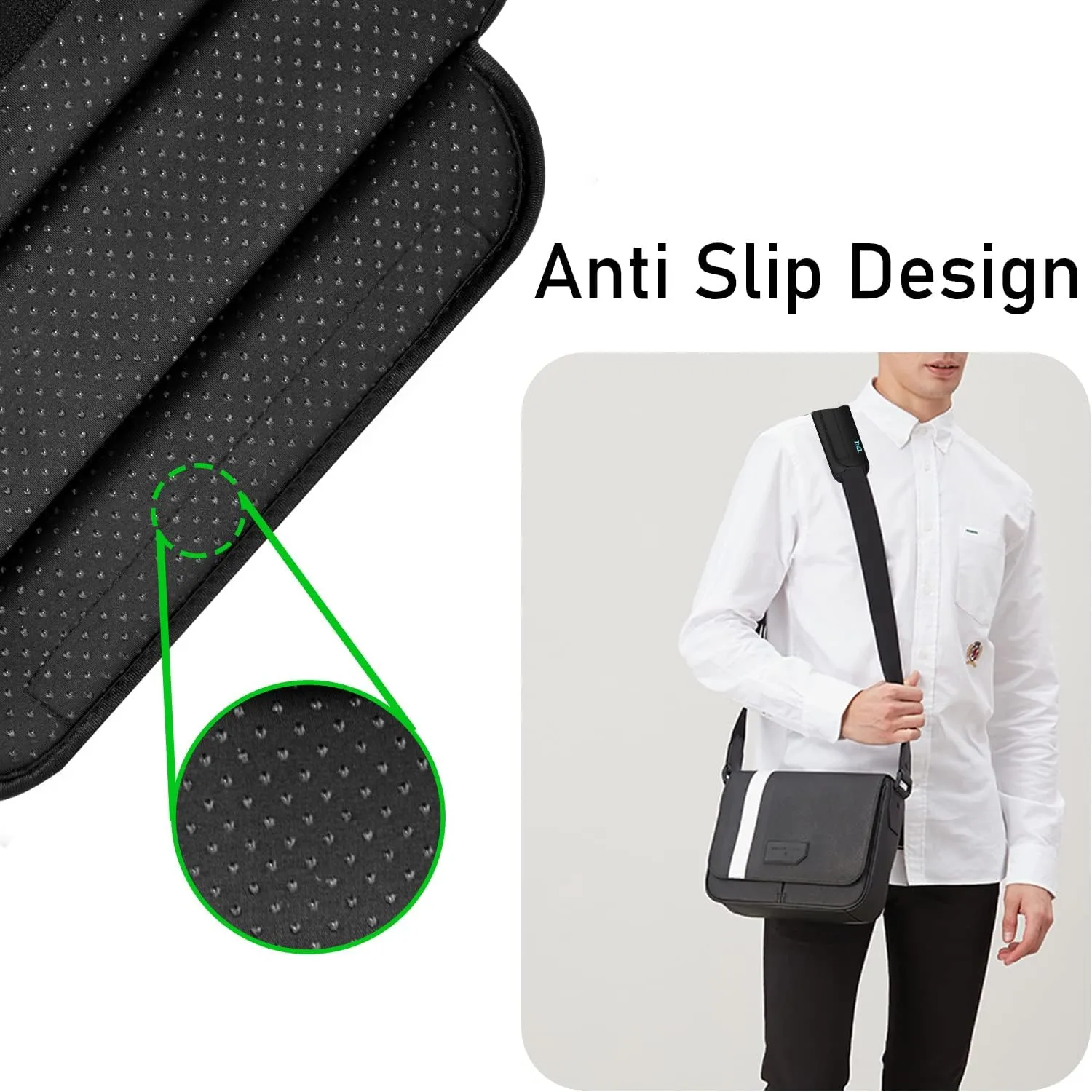 ZINZ Universal Shoulder Pad with Ultra Thick Cushion for Bag Luggage Bag Crossbody, Plus Long & Anti-Slip & Breathable,Black
