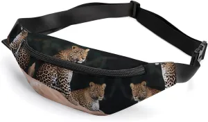 Zipper Fanny Pack for Men Women Fashion Waist Bag Stylish Crossbody Bags with Adjustable Strap African Leopard on Rock Travel Chest Bags Belt Bags for Running Hiking Workout Cycling