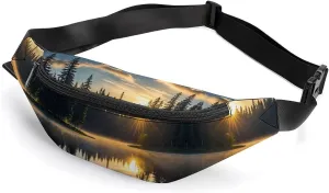 Zipper Fanny Pack for Men Women Fashion Waist Bag Stylish Crossbody Bags with Adjustable Strap Sunrise on The Lake Travel Chest Bags Belt Bags for Running Hiking Workout Cycling