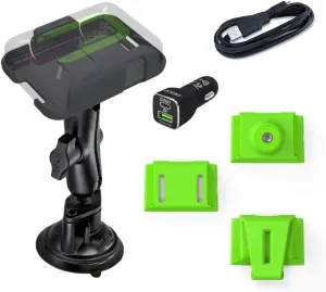ZOLEO Universal Mount Accessory Kit Including RAM Twist-Lock Suction Cup Mount, DC Car Charger with USB Cable, and 3 Inserts – Belt Clip, Strap Infill Connector and Camera Tripod Mount