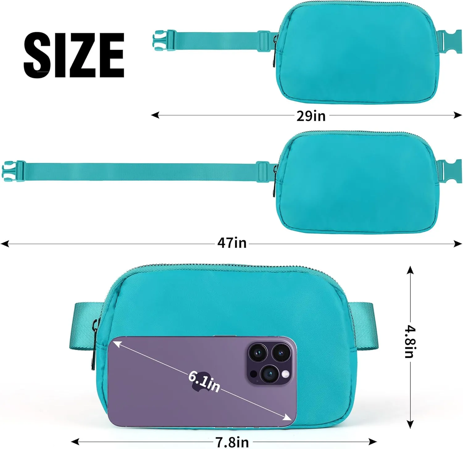 ZPN Mini Fanny Pack Belt Bag for Women and Men, Fashionable Waterproof Waist Pack with Adjustable Strap for Traveling, Hiking, Jogging, Cycling (Peppermint Green)