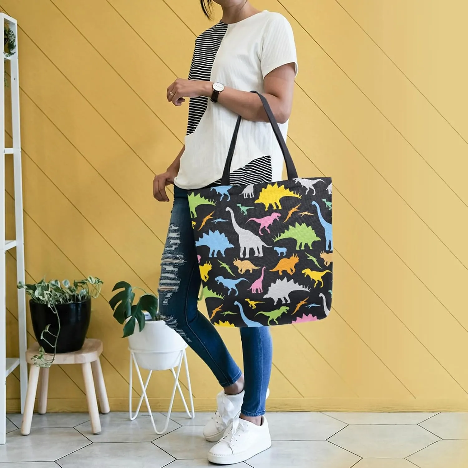 ZZKKO Japanese Cherry Canvas Tote Grocery Bag Shoulder Casual Book Bag